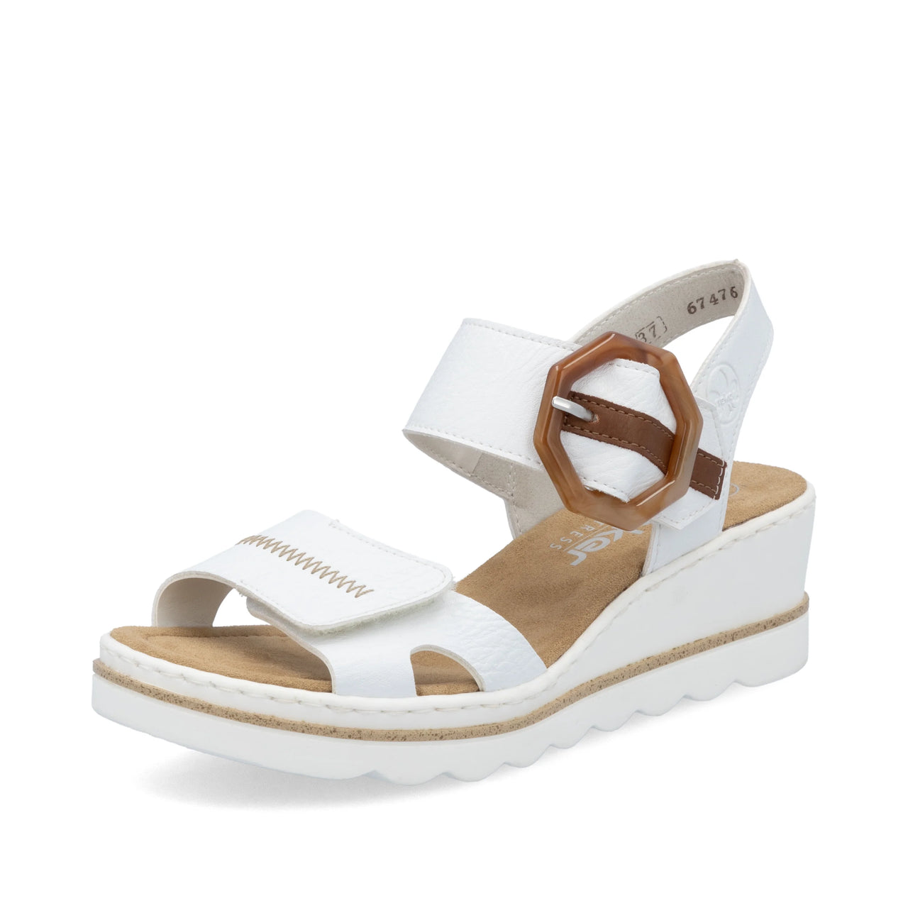Rieker Women's Wedge Sandal - White - 67476-83
