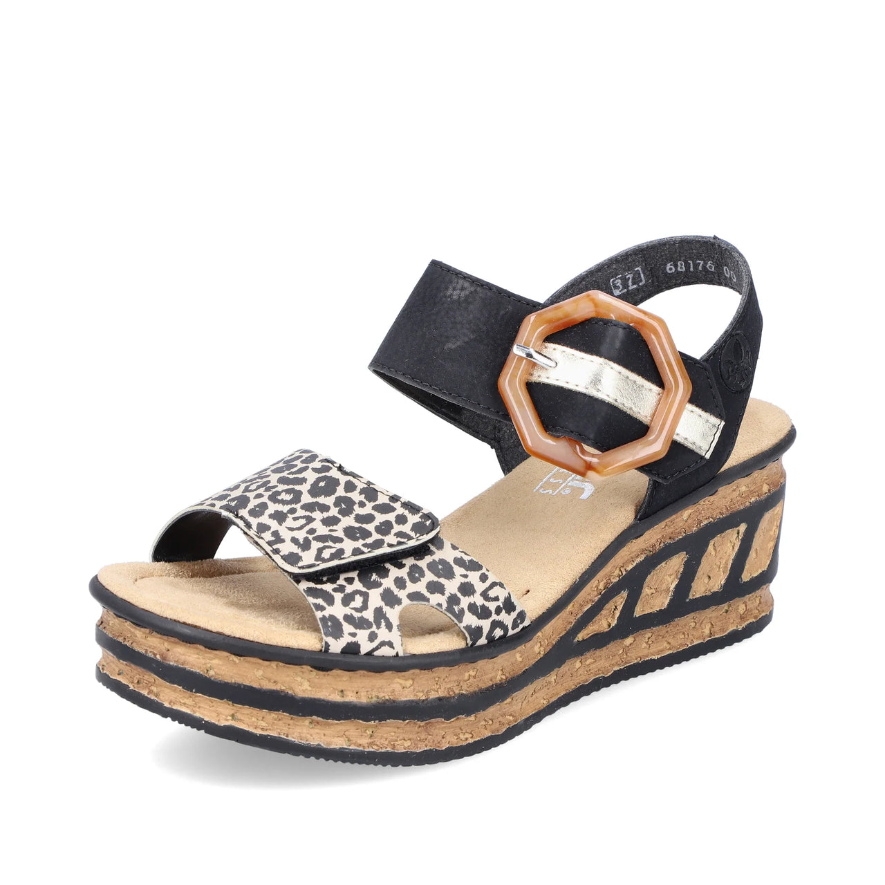 Rieker Women's Wedge Sandal - Black - 68176-00