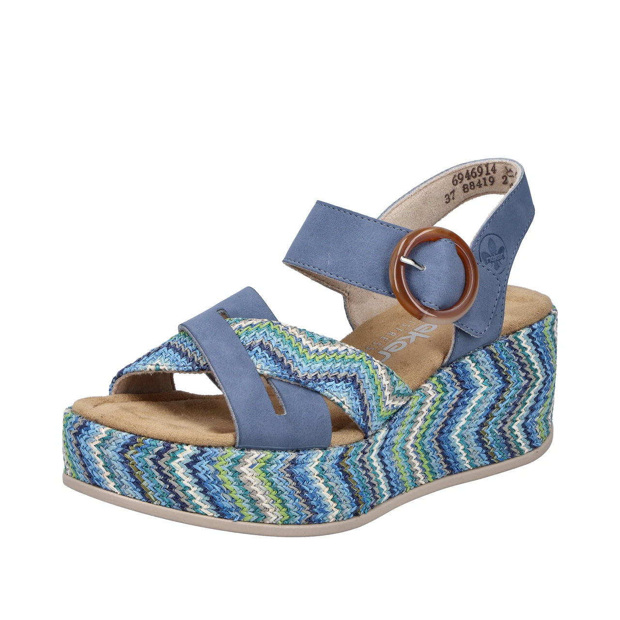 Rieker Women's Wedge Sandal - Blue - 69469-14