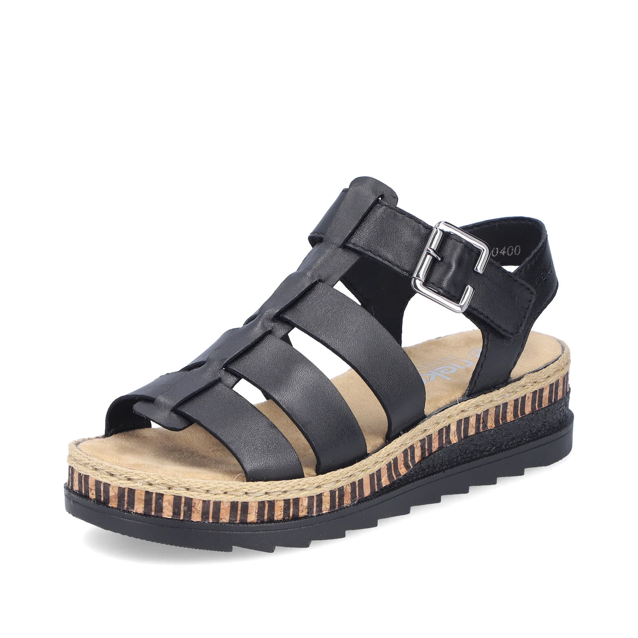 Rieker Women's Wedge Sandal - Black - V7904-00